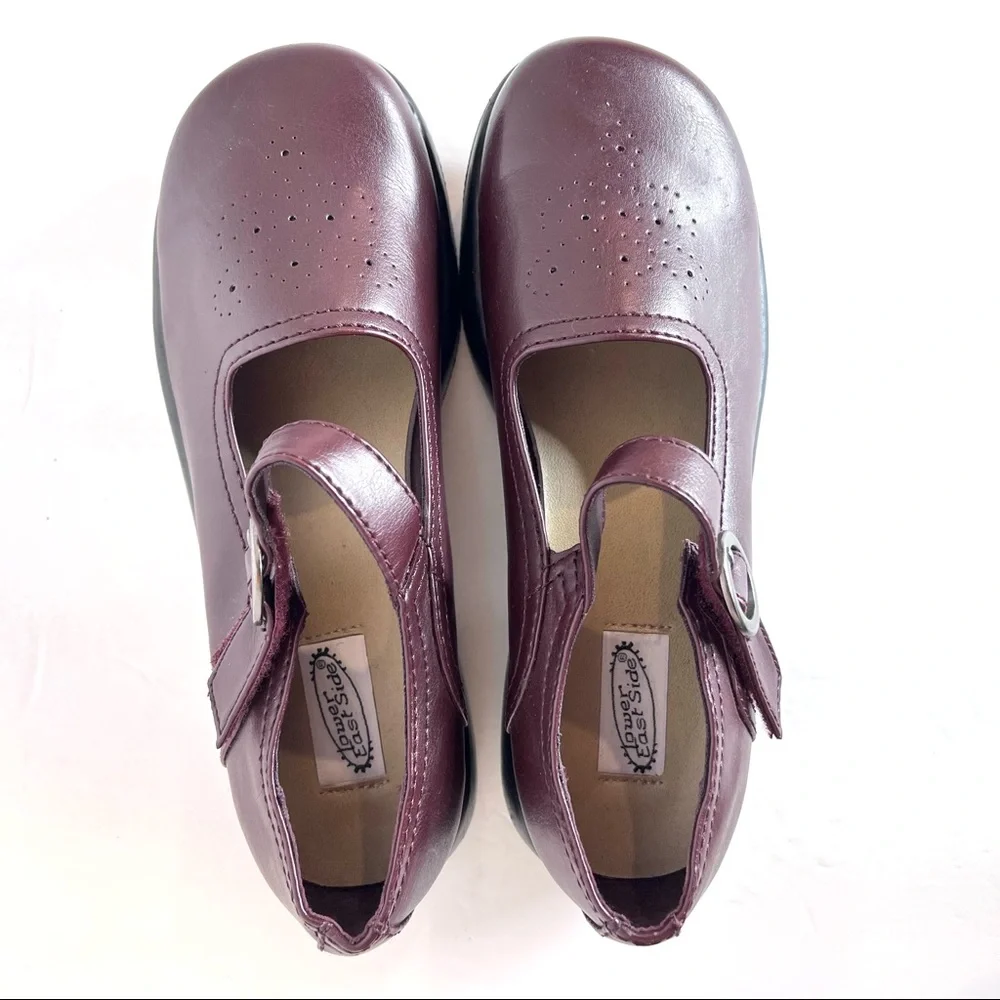 Lower East Side Mary Jane Wedge Platform Strap Loafer size 7.5 Red Brown 90 Vibe - Picture 2 of 13